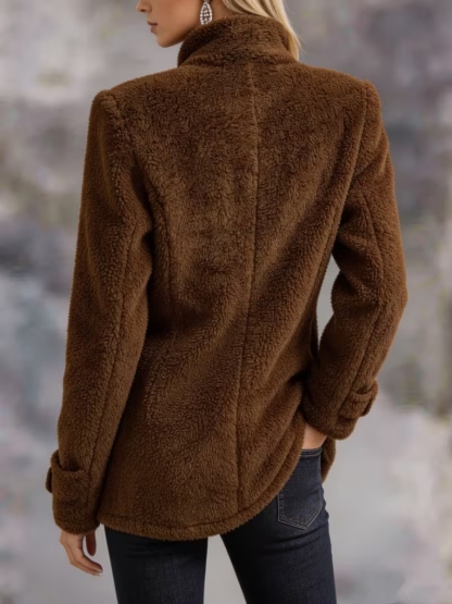 CLEARANCE SALE🔥 Casual Solid Color Long Sleeve High Neck Women'S Versatile Plush Coat-retrostrom