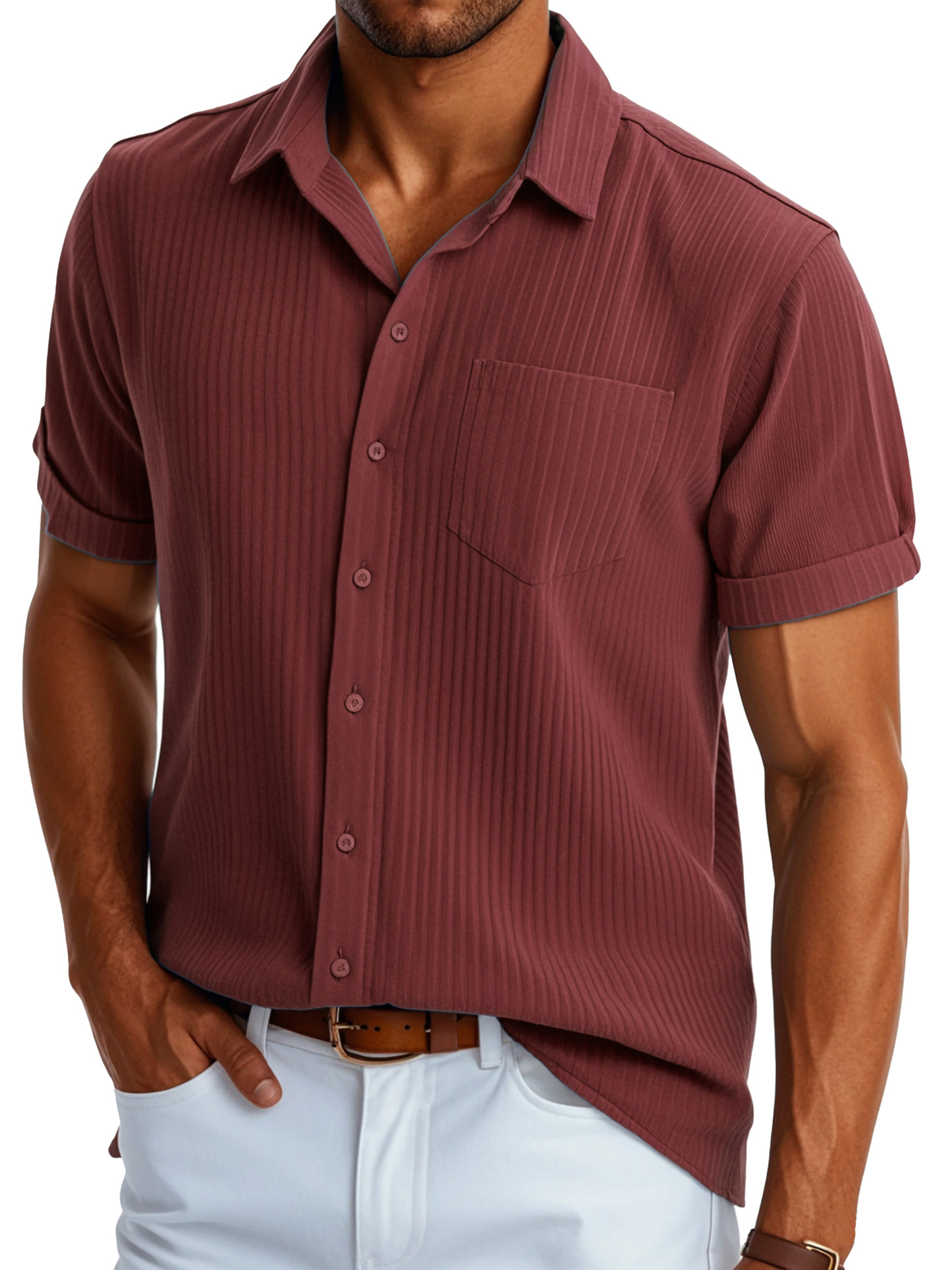 Men's Fashion Casual Selection of Pocket Short Sleeve Shirts-retrostrom