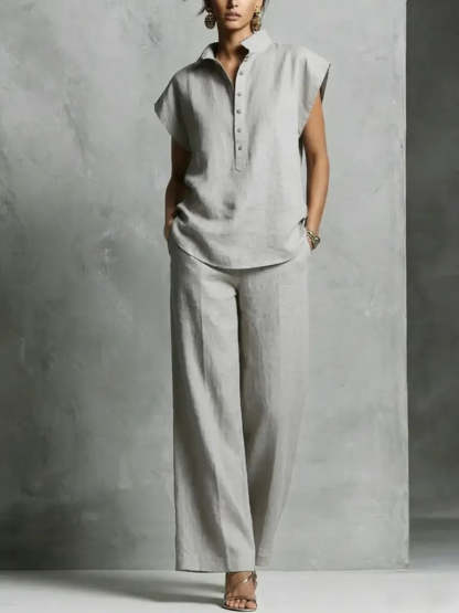 Women's Simple And Comfortable Cotton-linen Set-retrostrom