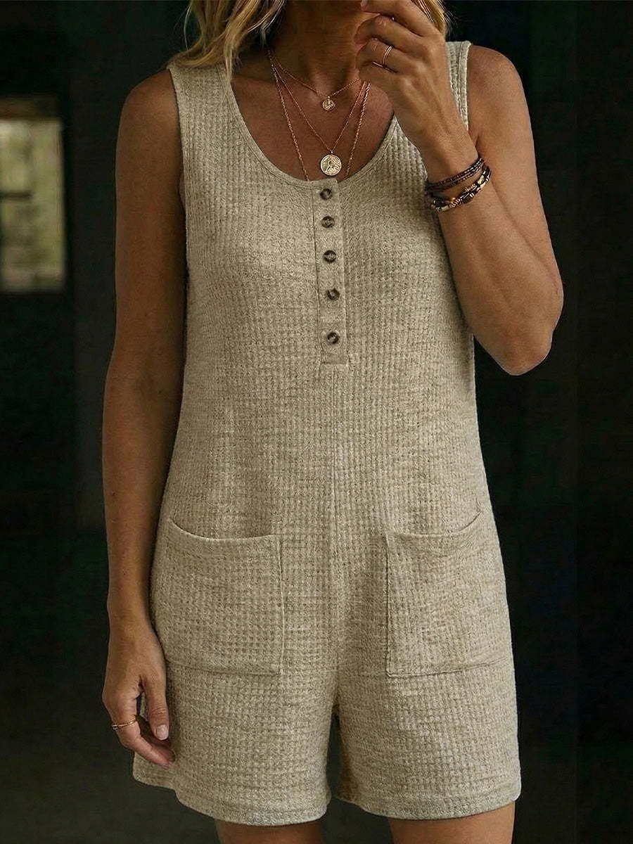 Women's Waffle-knit Vest Jumpsuit-retrostrom