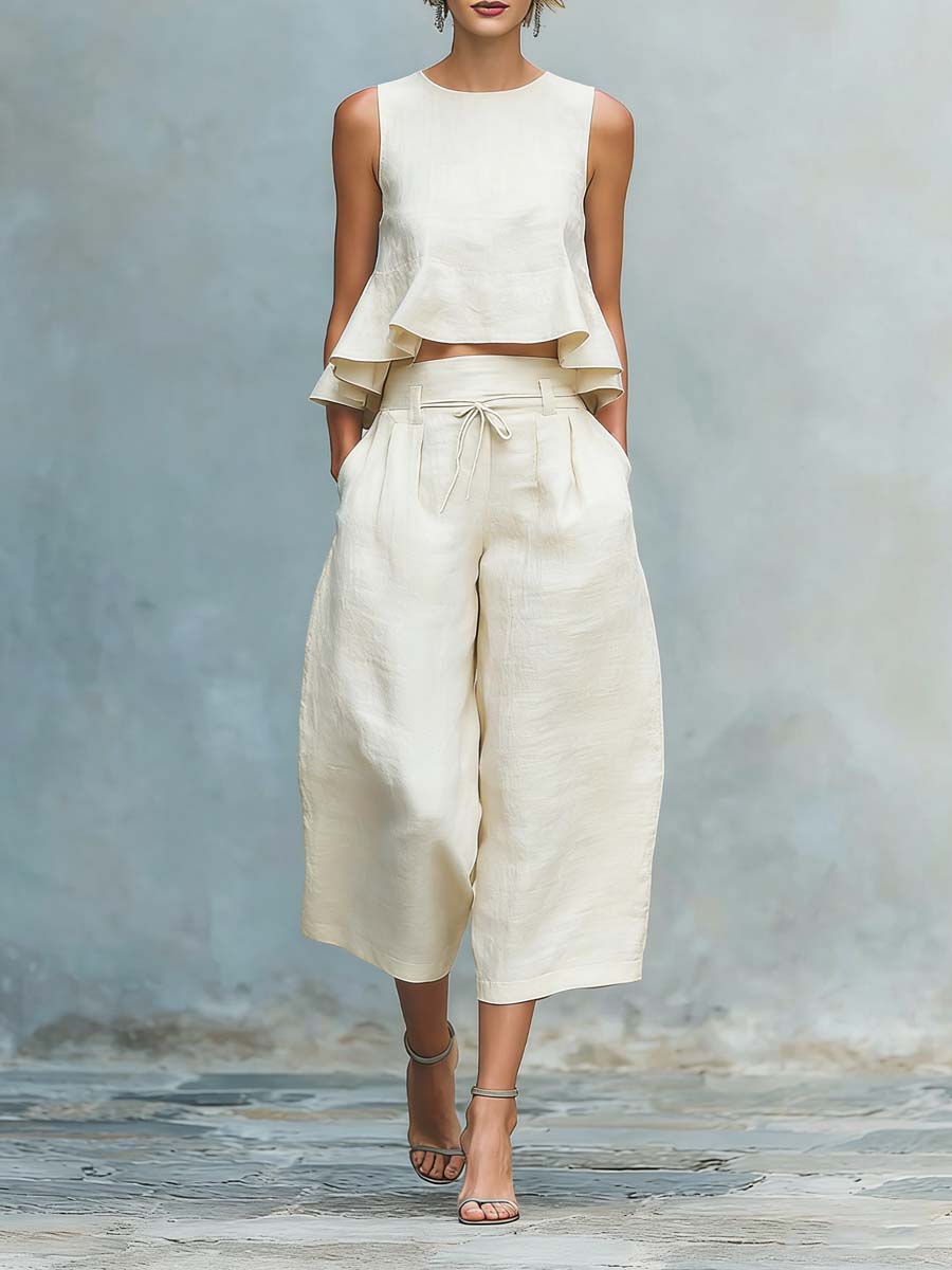 Women's Cotton And Linen Set-retrostrom