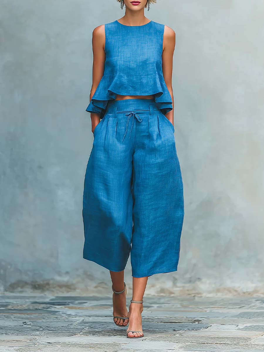 Women's Cotton And Linen Set-retrostrom