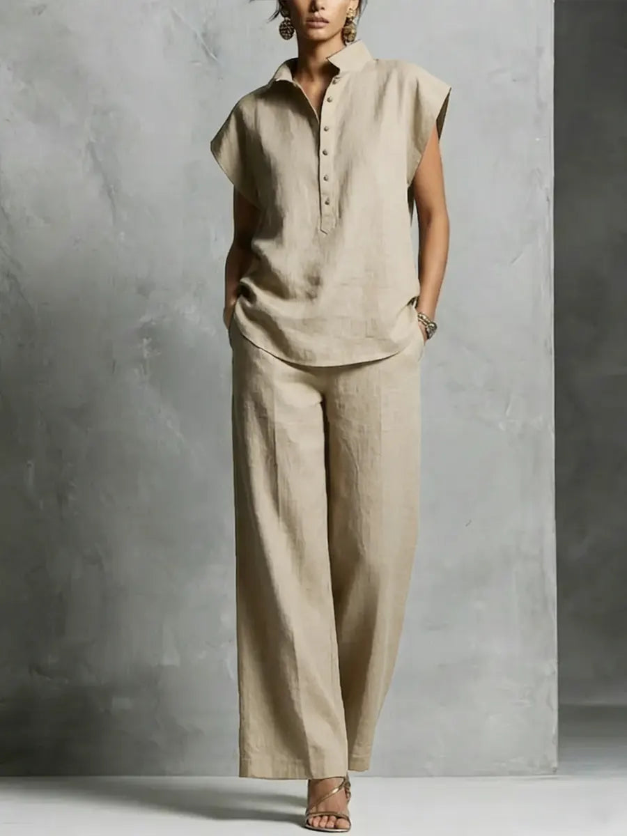 Women's Simple And Comfortable Cotton-linen Set-retrostrom