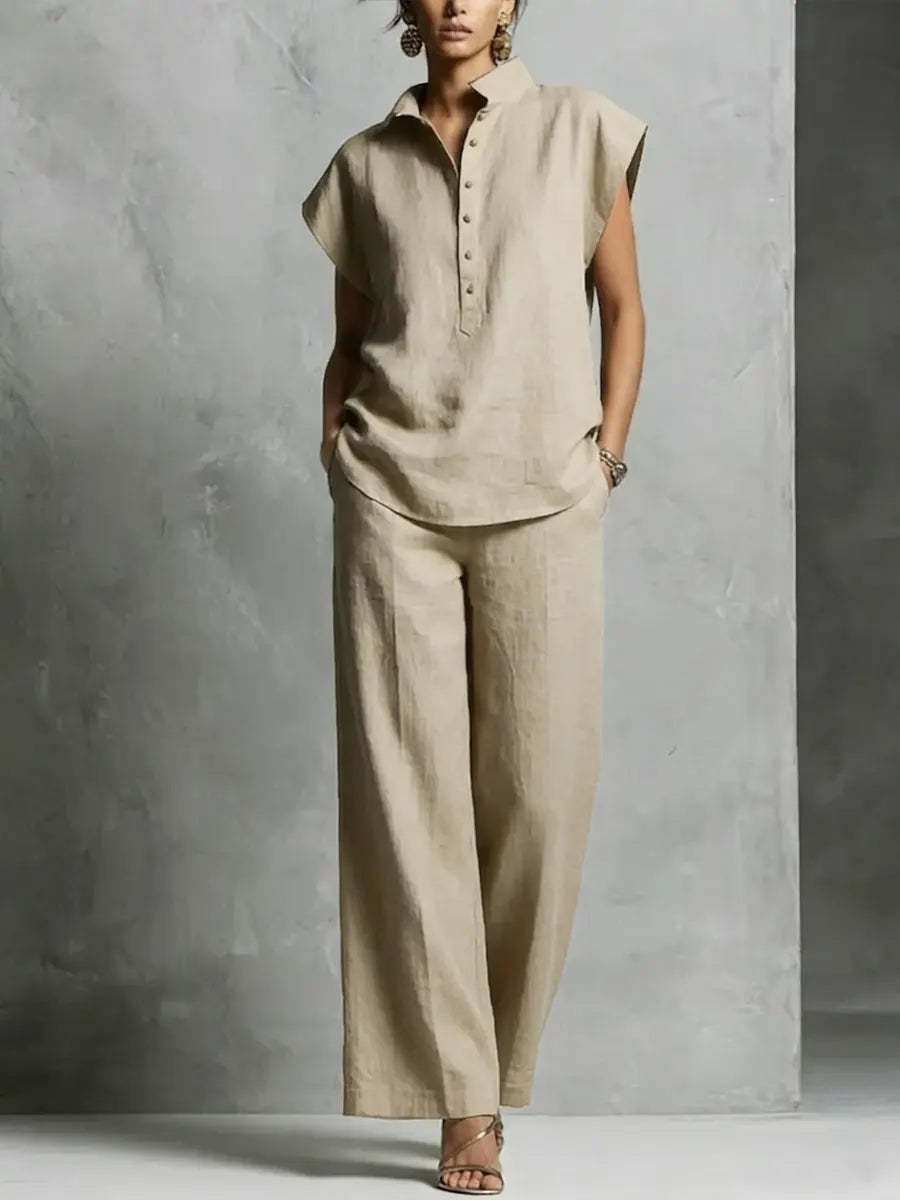 Women's Simple And Comfortable Cotton-linen Set-retrostrom