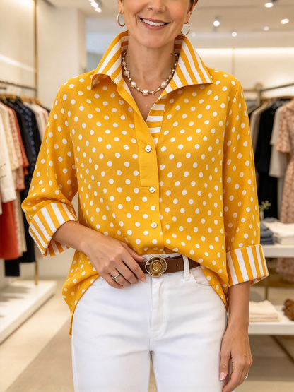 Vintage Polka Dot Henley Shirt