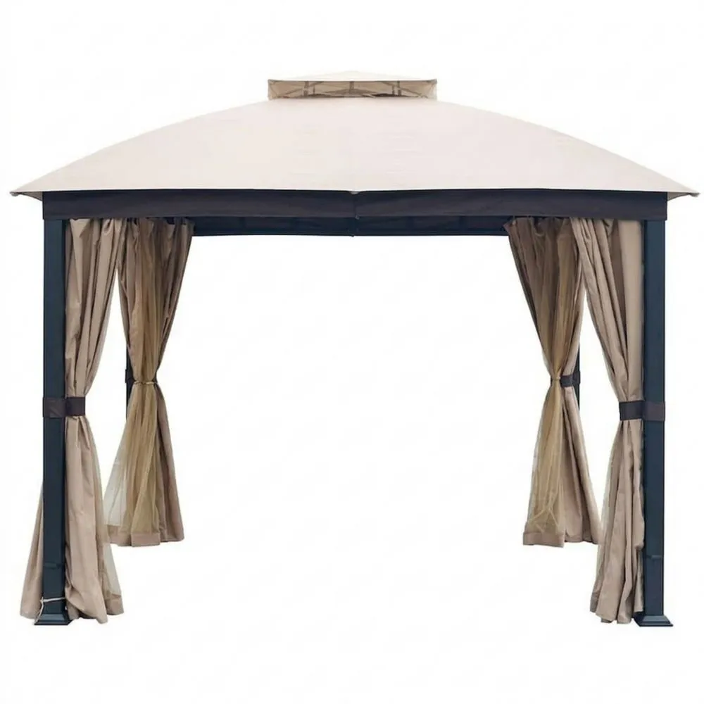 Gazebo in Acciaio con Tende in Poliestere