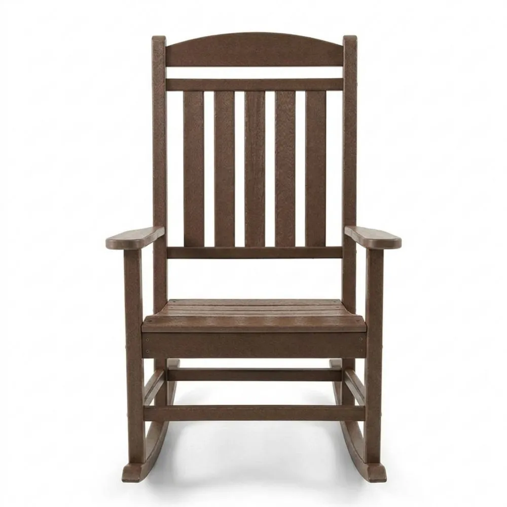 Sedia relax a dondolo in legno da esterni marrone