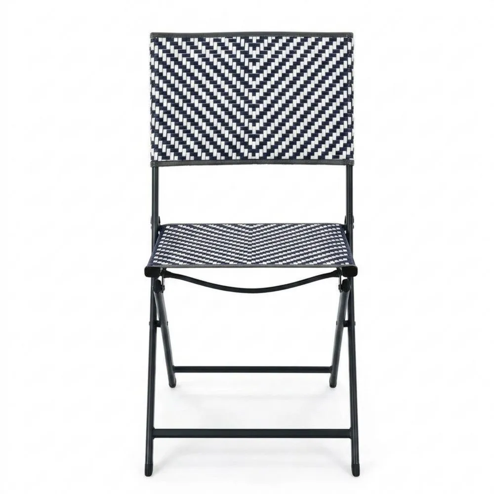 Sedia pieghevole in acciaio con rivestimento in polipropilene a motivo zig zag