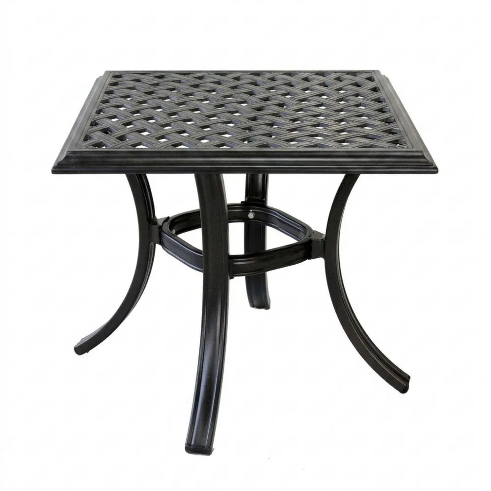 Tavolo quadrato in alluminio verniciato nero 70x70 cm(L× P)