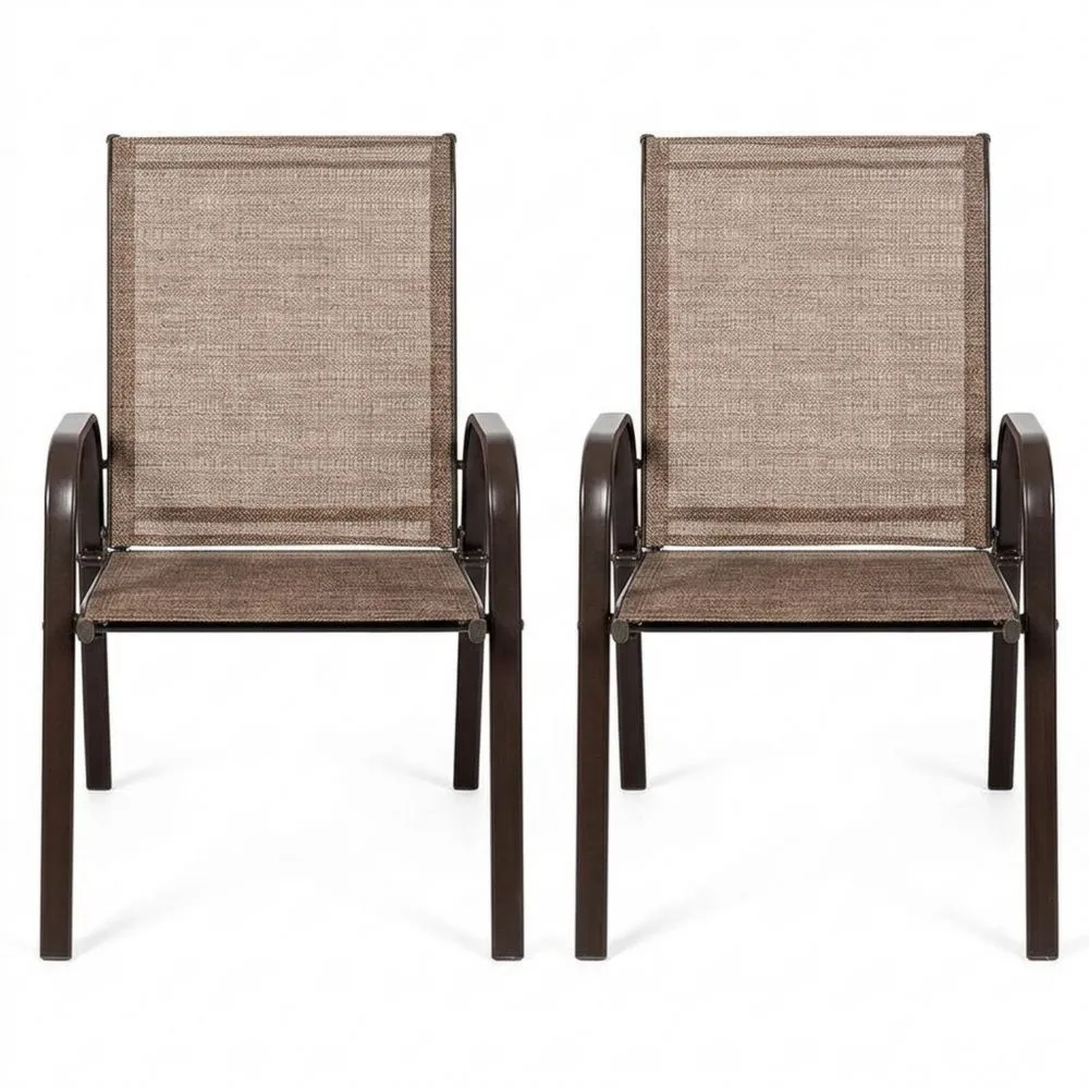 Set di 2 sedie da pranzo da esterno in textilene con telaio in acciaio