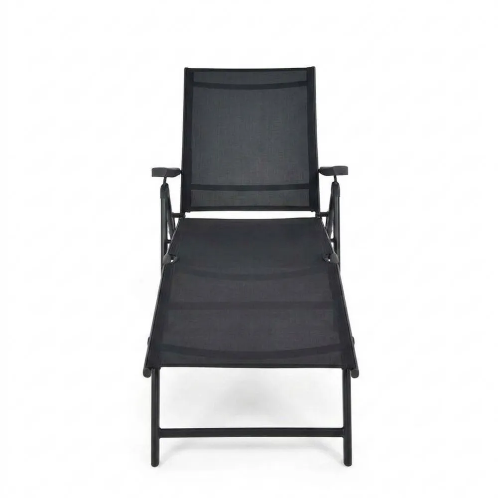 Sdraio Pieghevole da Esterno in Textilene e Acciaio Nero