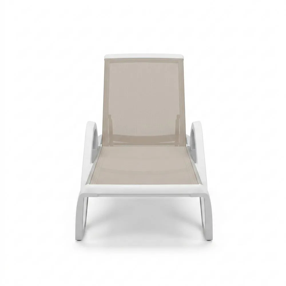 Sdraio da Esterno Regolabile in Plastica con Tessuto Beige