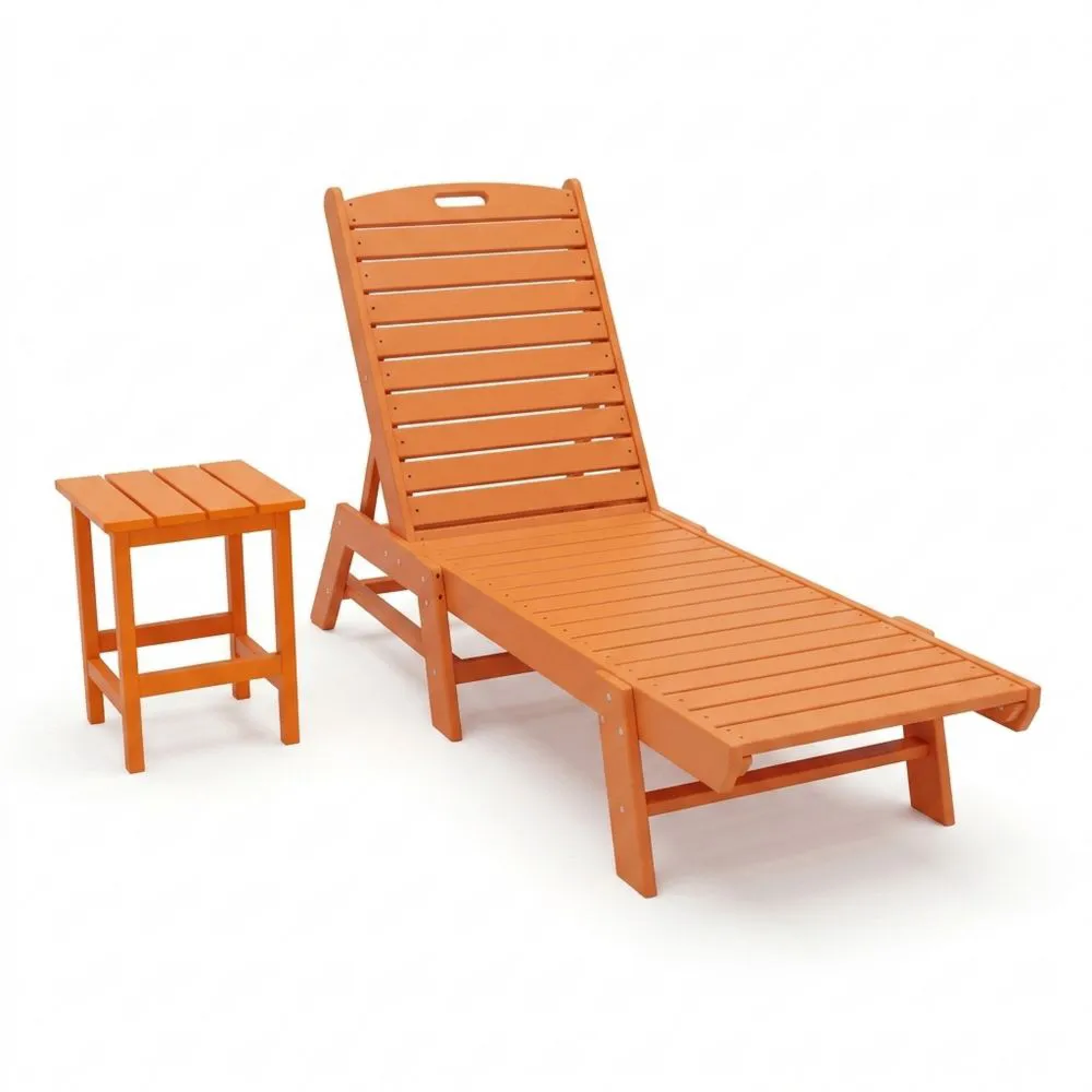 Set Sdraio e Tavolino in Legno di Abete Arancione