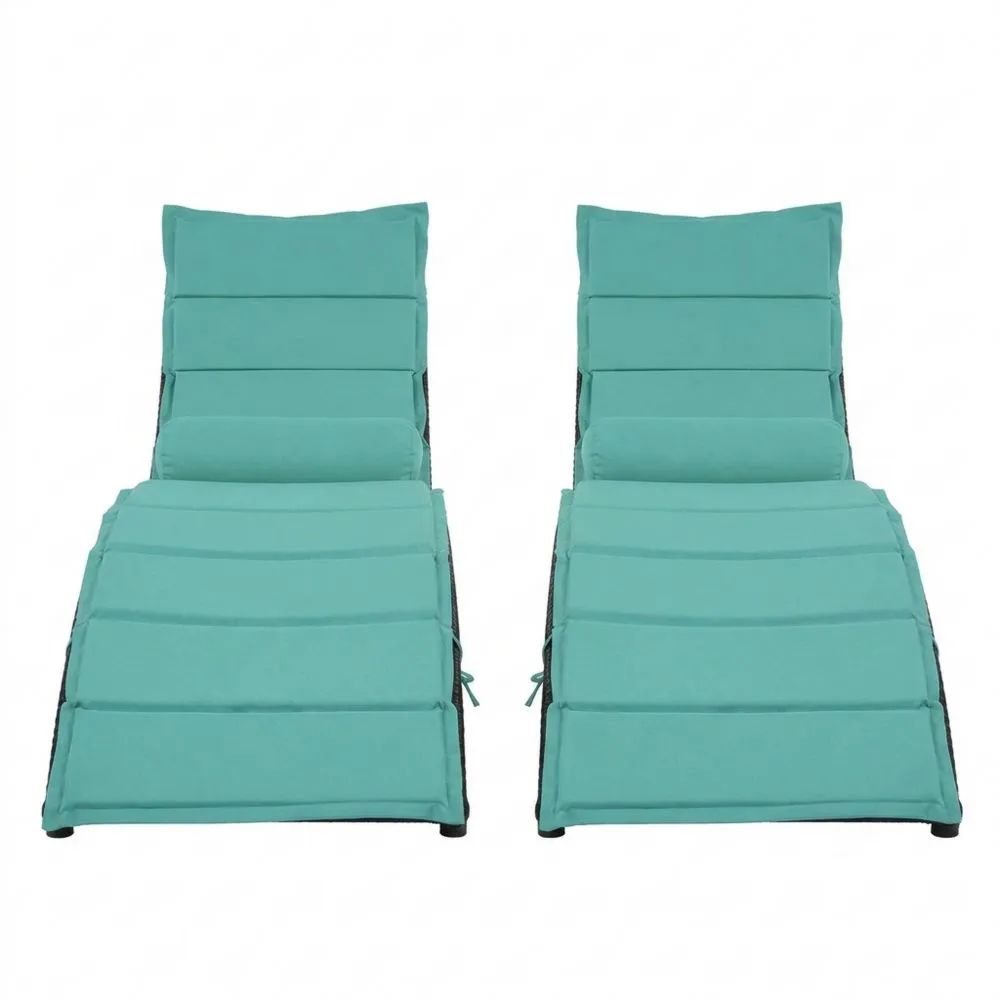 Set di 2 sdraio reclinabili da esterno in acciaio e tessuto verde acqua