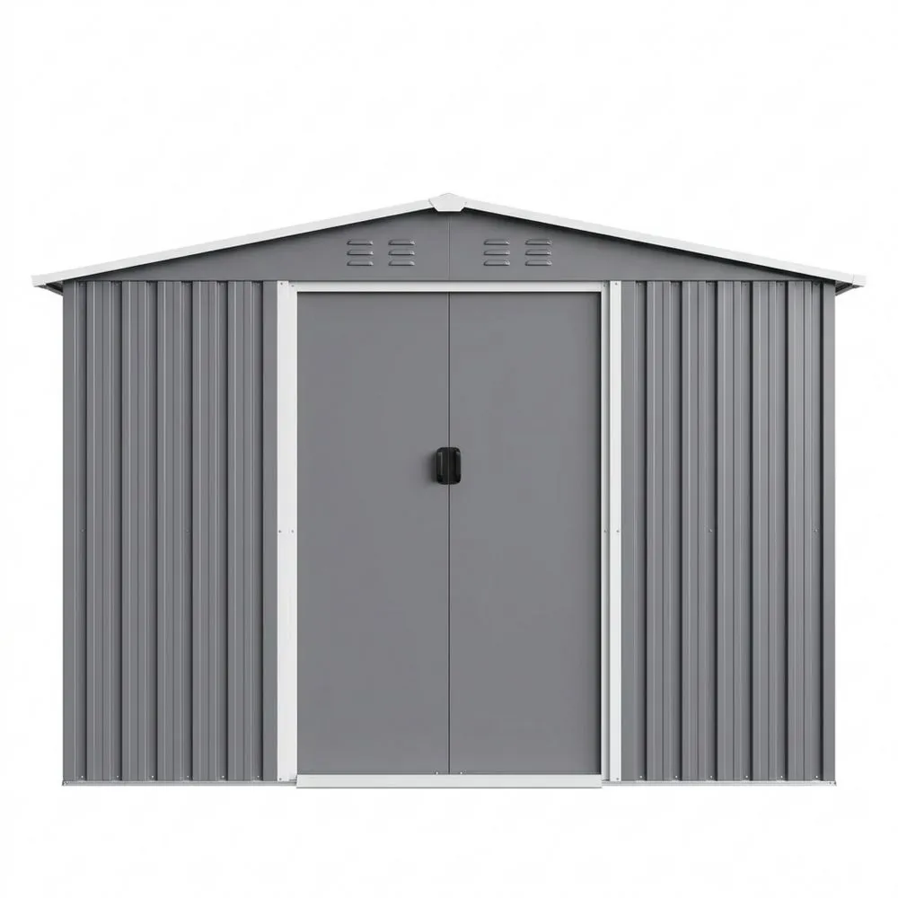 Capanno da giardino in acciaio grigio con doppia porta