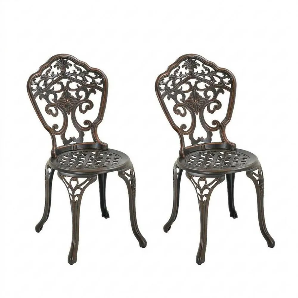Set di 2 sedie da pranzo da esterno in alluminio colore bronzo