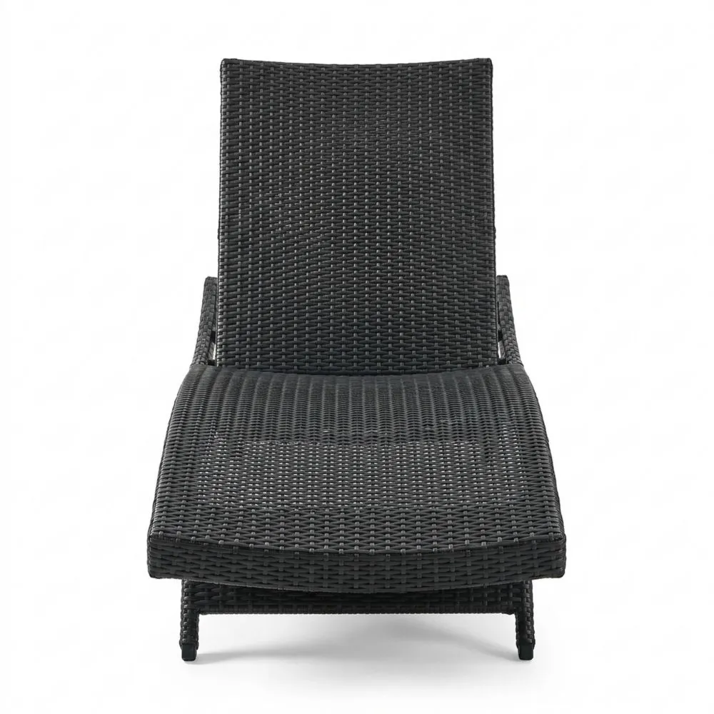 Lettino prendisole in rattan sintetico nero