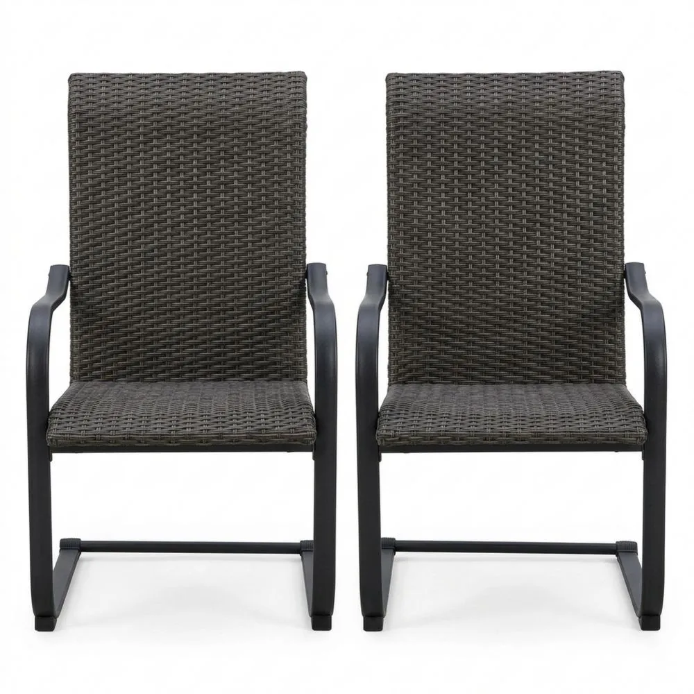 Set di 2 sedie relax da giardino in vimini e acciaio