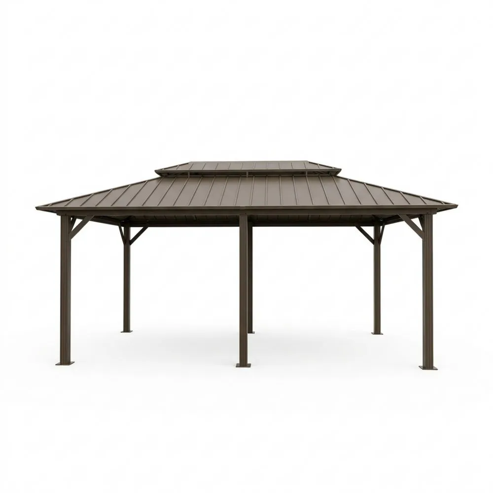 Gazebo da Giardino in Acciaio Marrone