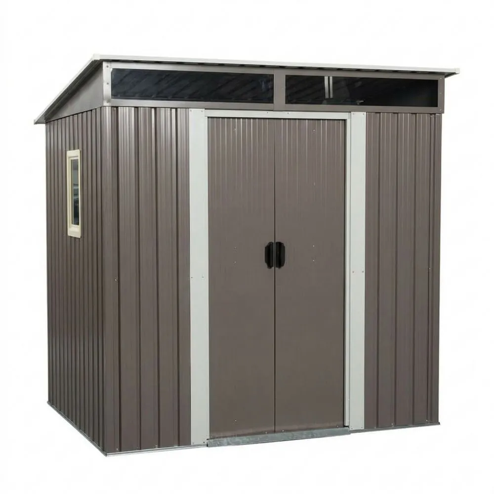 Capanno da Giardino in Acciaio Zincato Grigio con Finestra