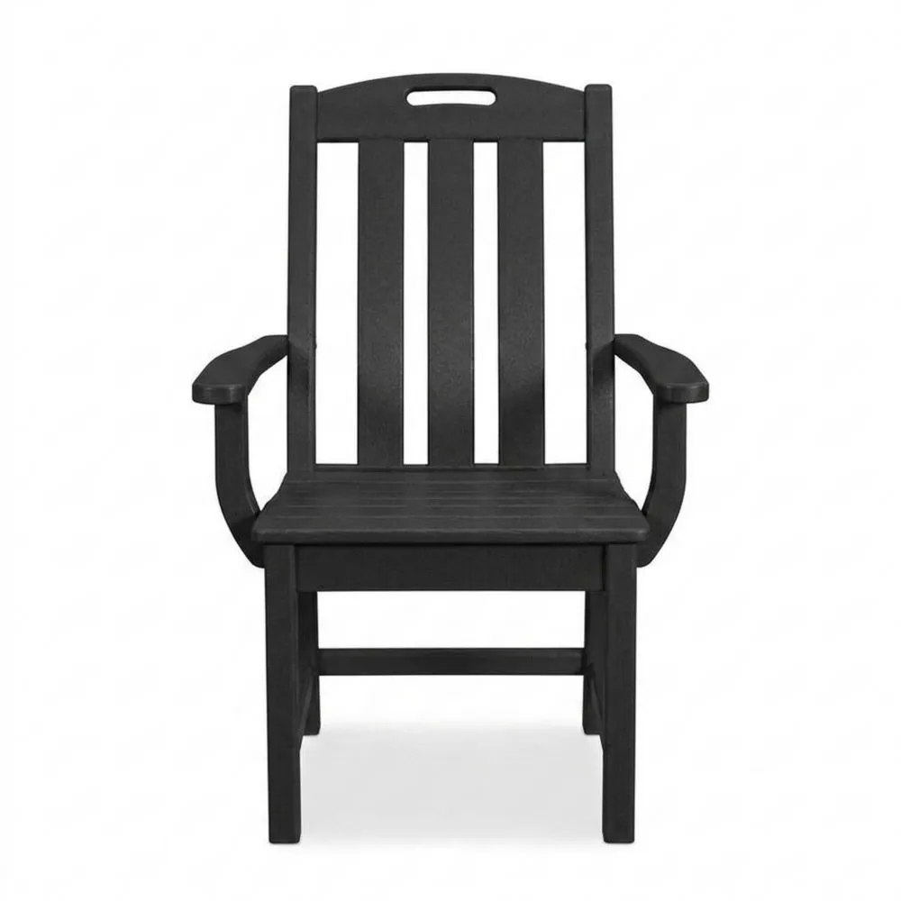 Sedia da Giardino in Plastica con Braccioli Nera