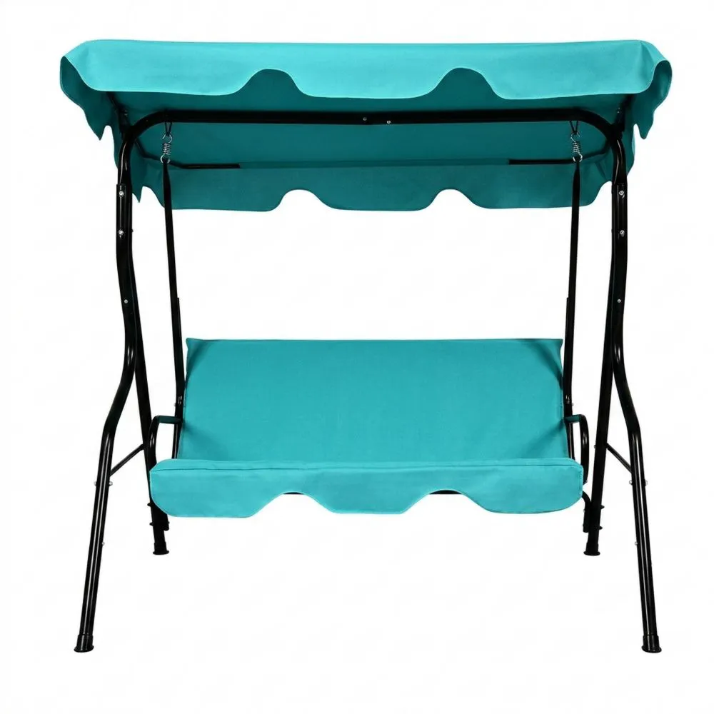 Altalena da Giardino in Acciaio e Tessuto Blu Acqua