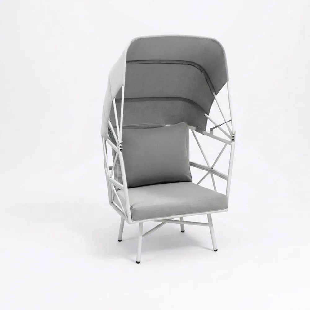 Poltrona da esterno in acciaio verniciato a polvere grigio e poliestere