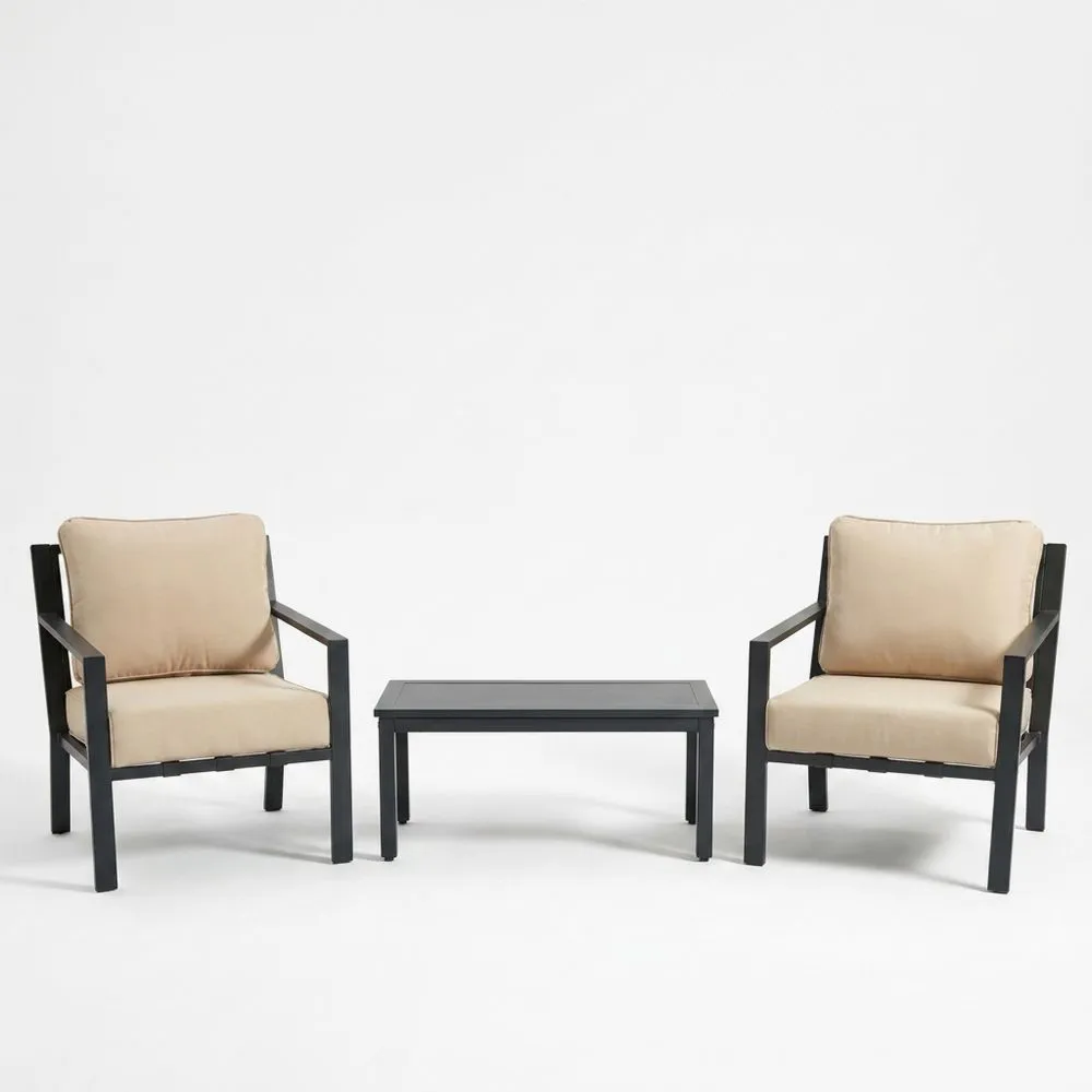 Set di mobili da giardino in alluminio con poltrone e tavolo