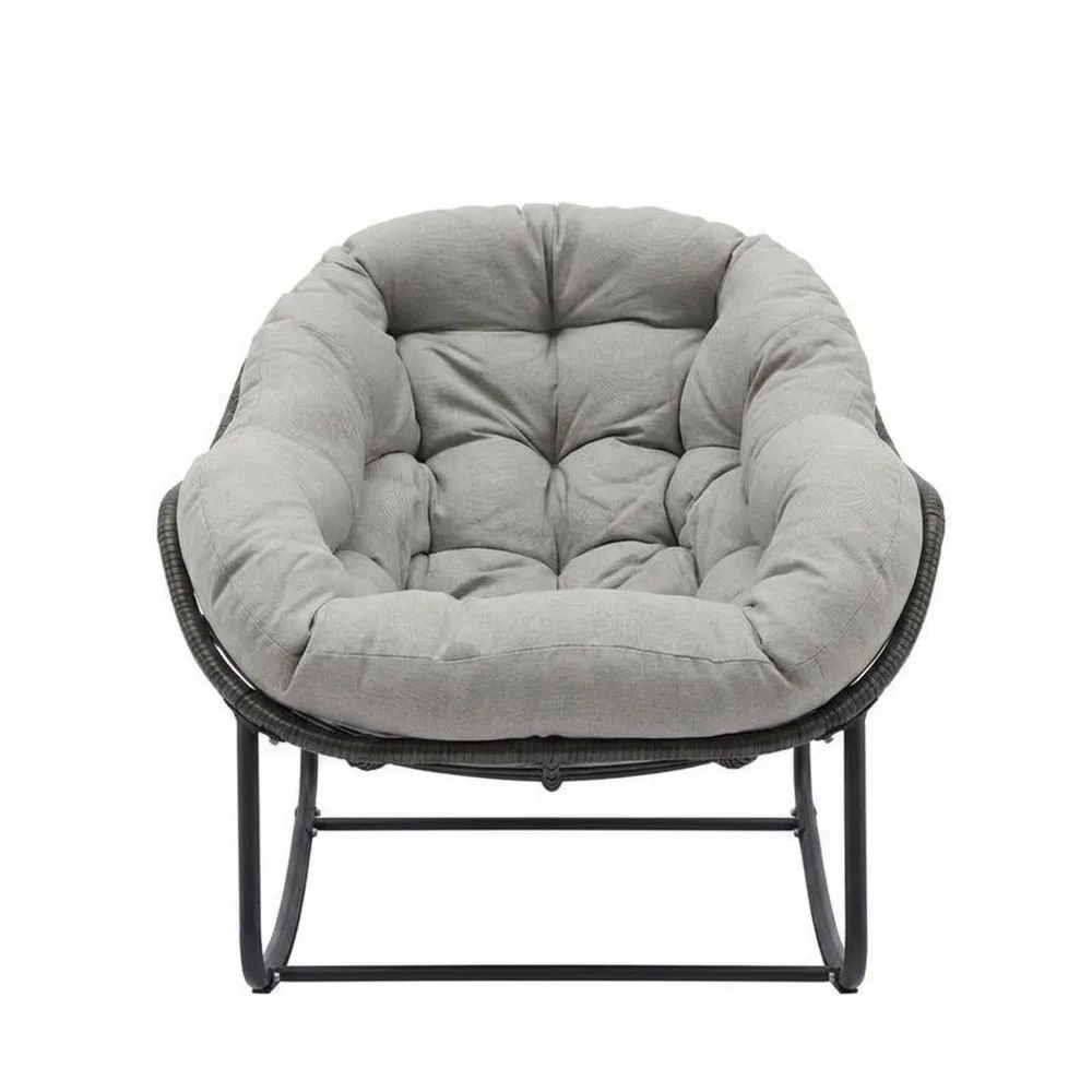 Poltrona Papasan rotonda color grigio acciaio