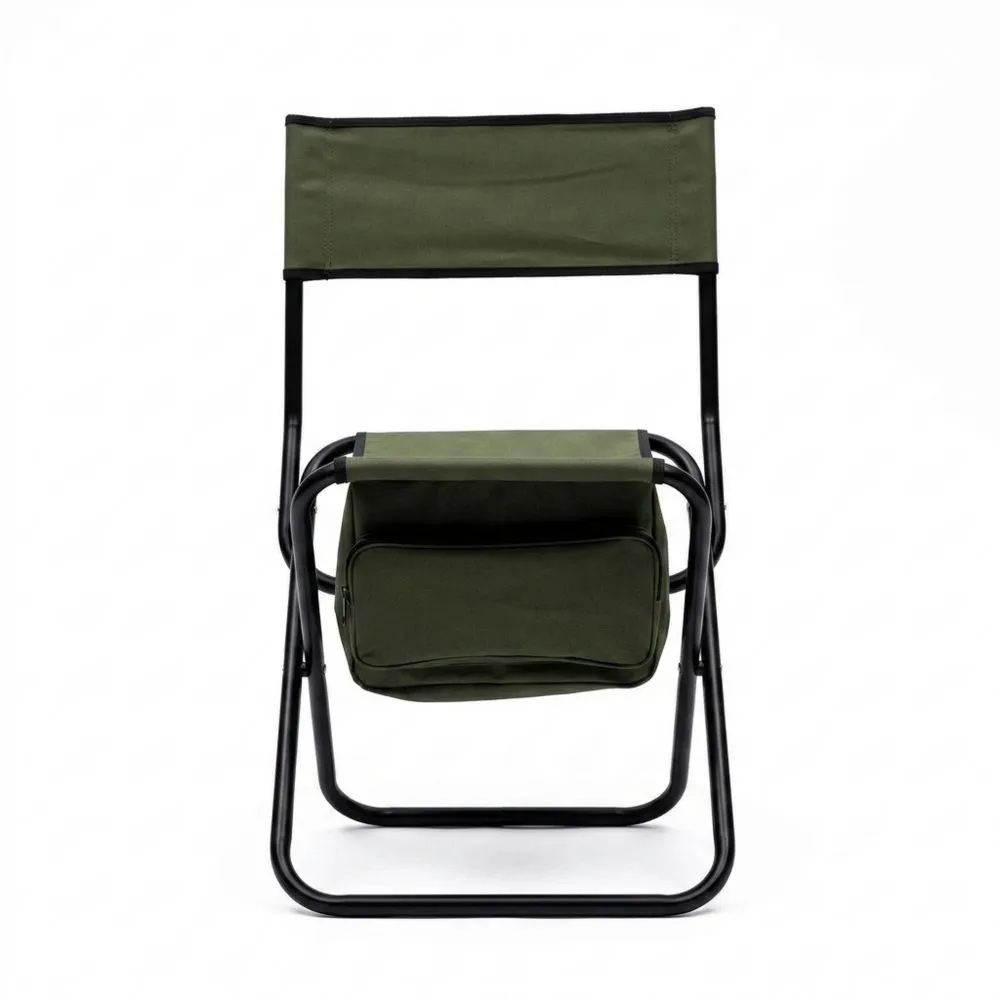Sedia pieghevole in acciaio e poliestere con borsa verde oliva