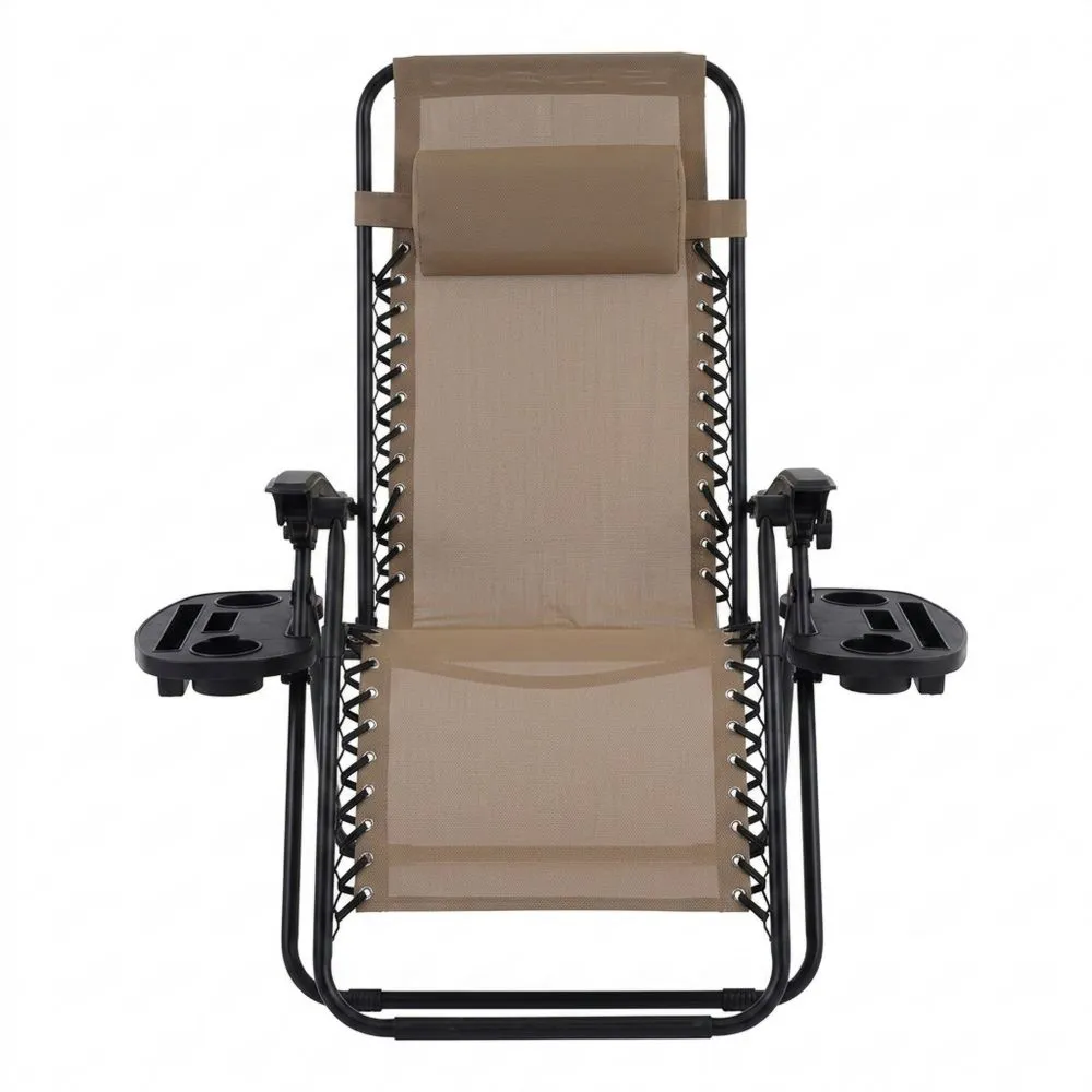 Sedia a Sdraio Reclinabile in Acciaio e Rete Poliestere Beige