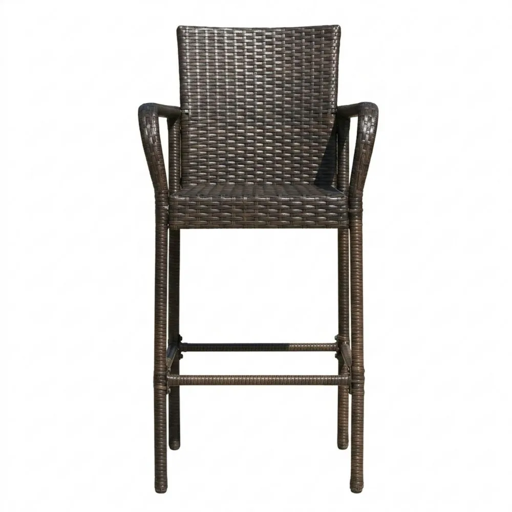 Sedia da bar in rattan sintetico con braccioli