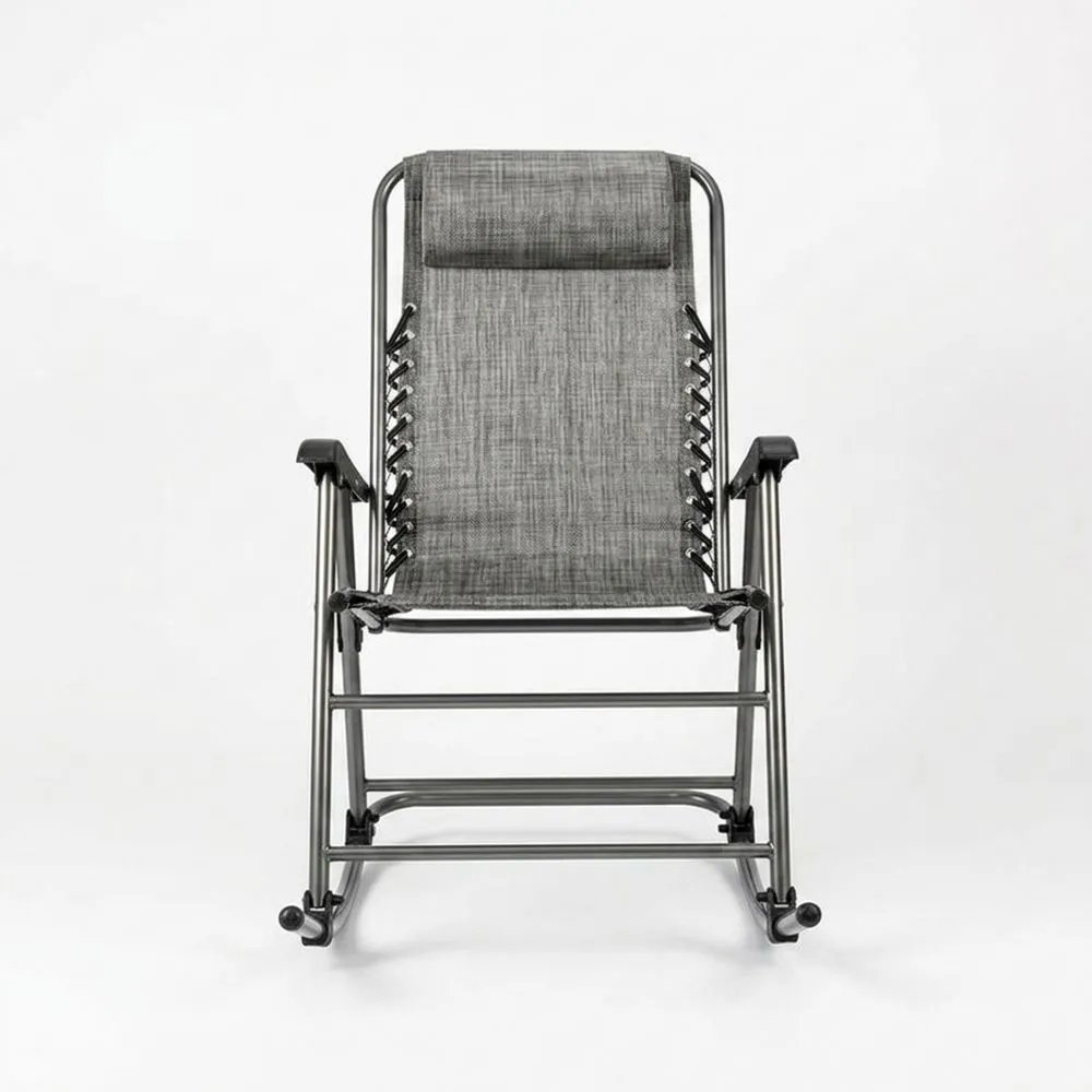 sedia a dondolo pieghevole in acciaio grigio