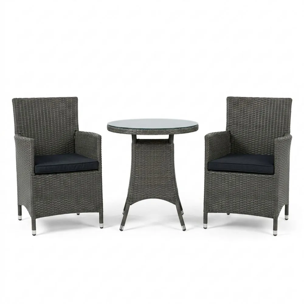 Set Mobili da Giardino in Rattan Sintetico con Tavolo Rotondo e Sedie