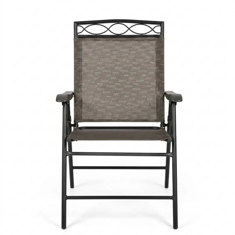 Sedia pieghevole in acciaio verniciato a polvere e poliestere marrone 55x62x94cm