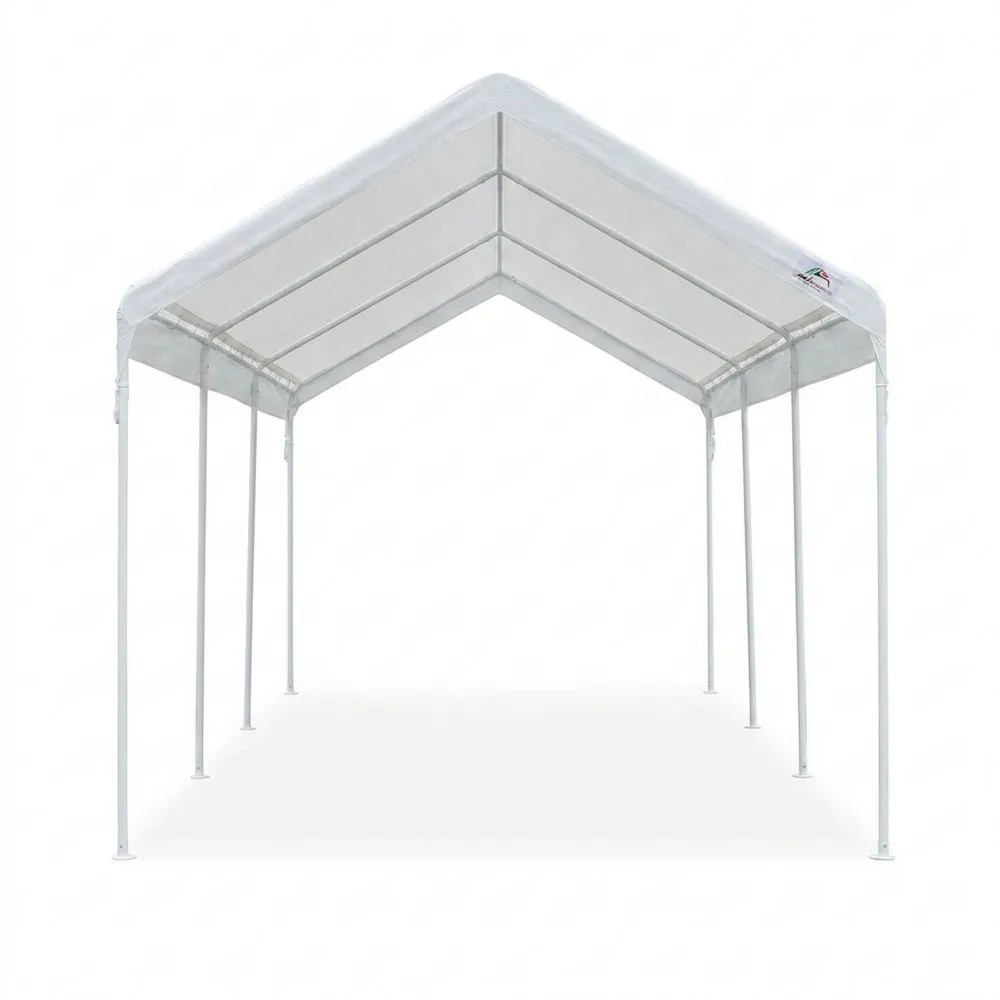 Gazebo in Acciaio con Telo in Polietilene Bianco 300x600x250 cm