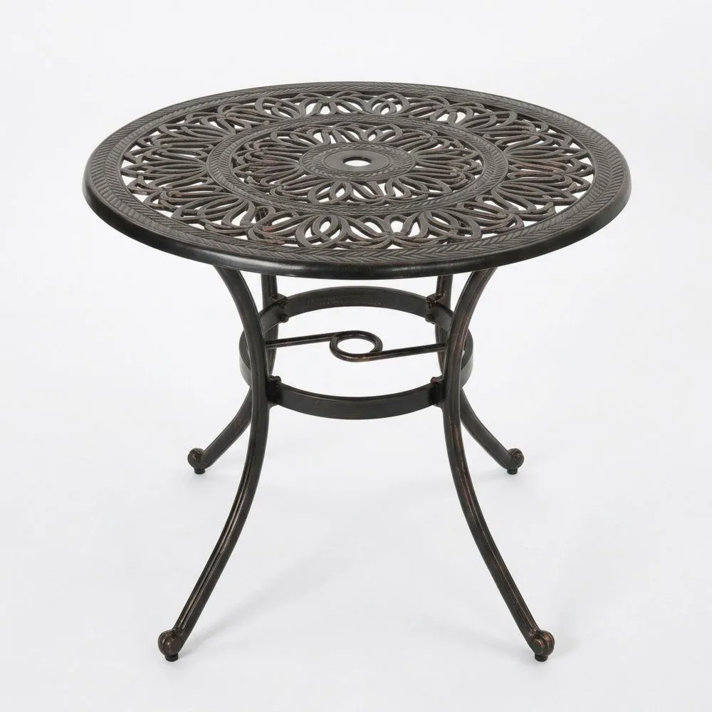 Tavolo rotondo in ferro marrone, Ø 90 cm