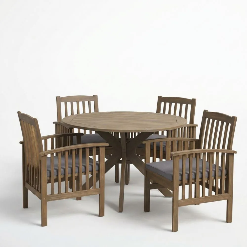 Set Tavolo e Sedie da Esterno in Legno di Acacia