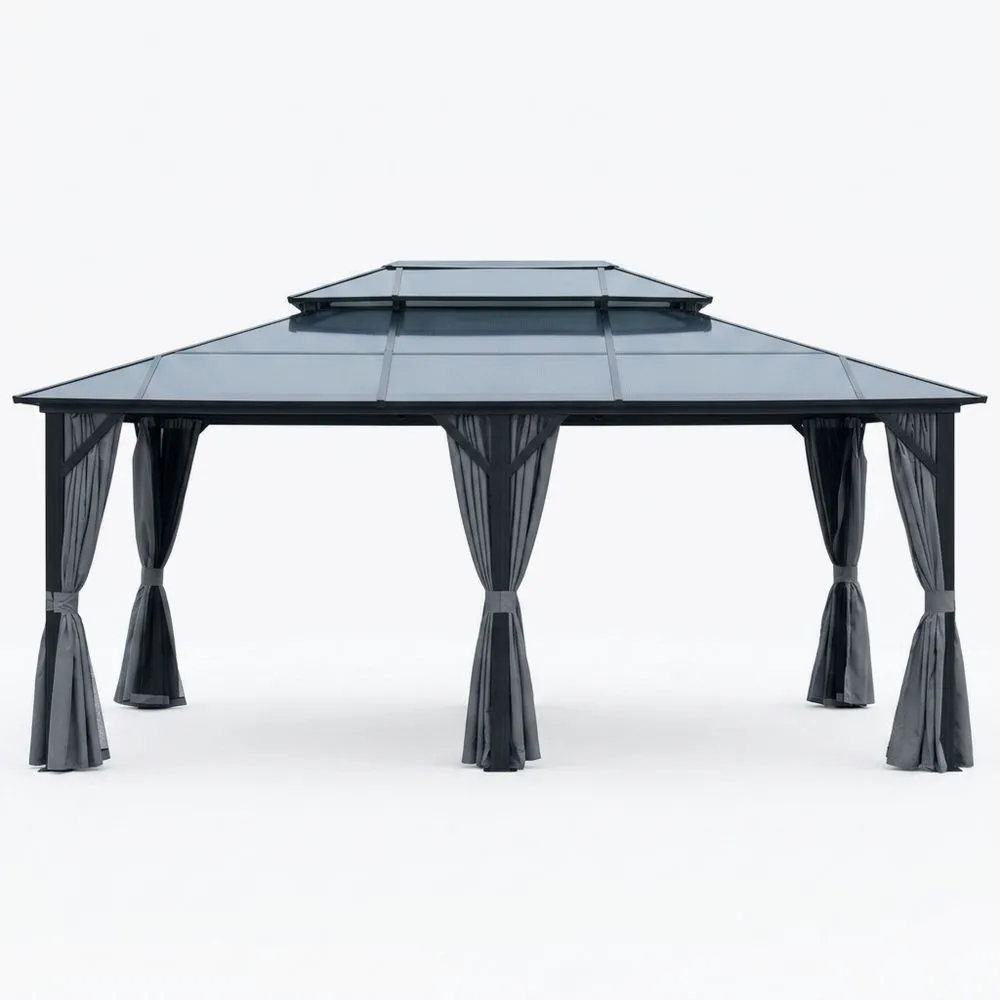 Gazebo in Alluminio e Policarbonato Grigio Antracite