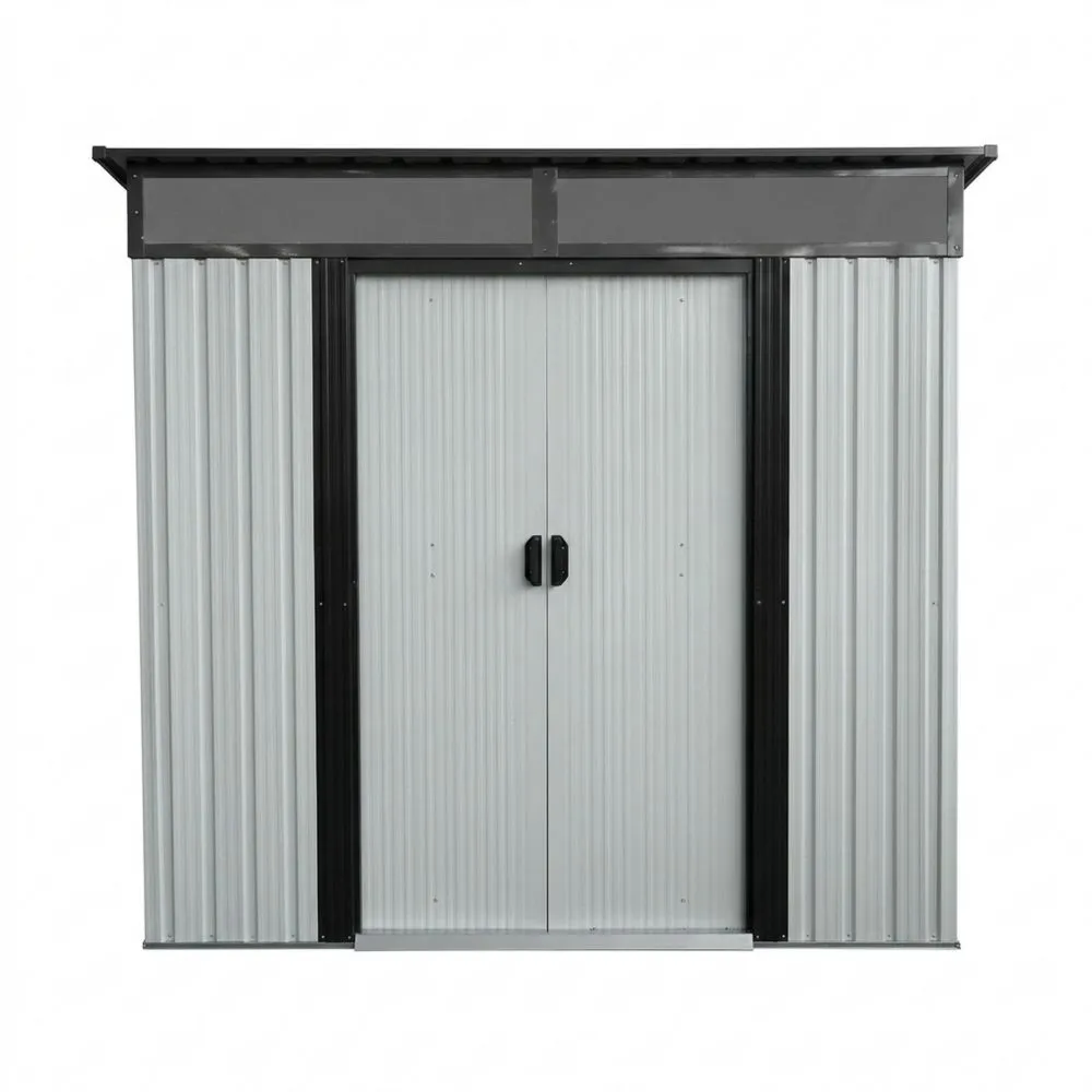 Capanno da Giardino in Acciaio Zincato 213x130x173 cm Grigio Nero