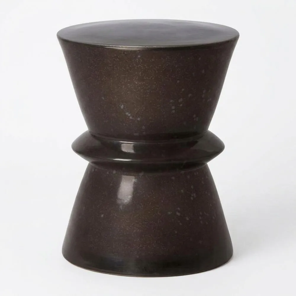 Tavolino in Ceramica Nero Opaco Forma Clessidra