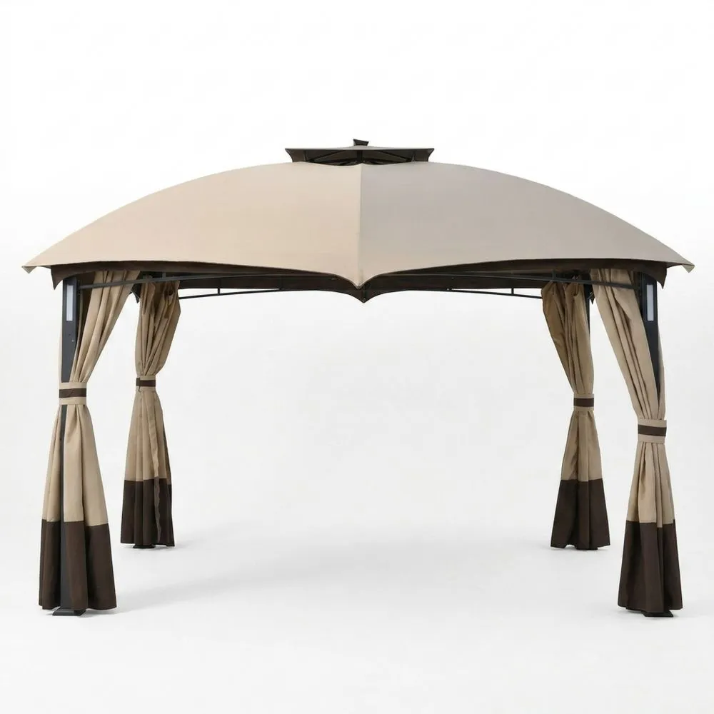 Divisorio in acciaio verniciato a polvere e telone di poliestere, 300x400 cm, beige/marrone