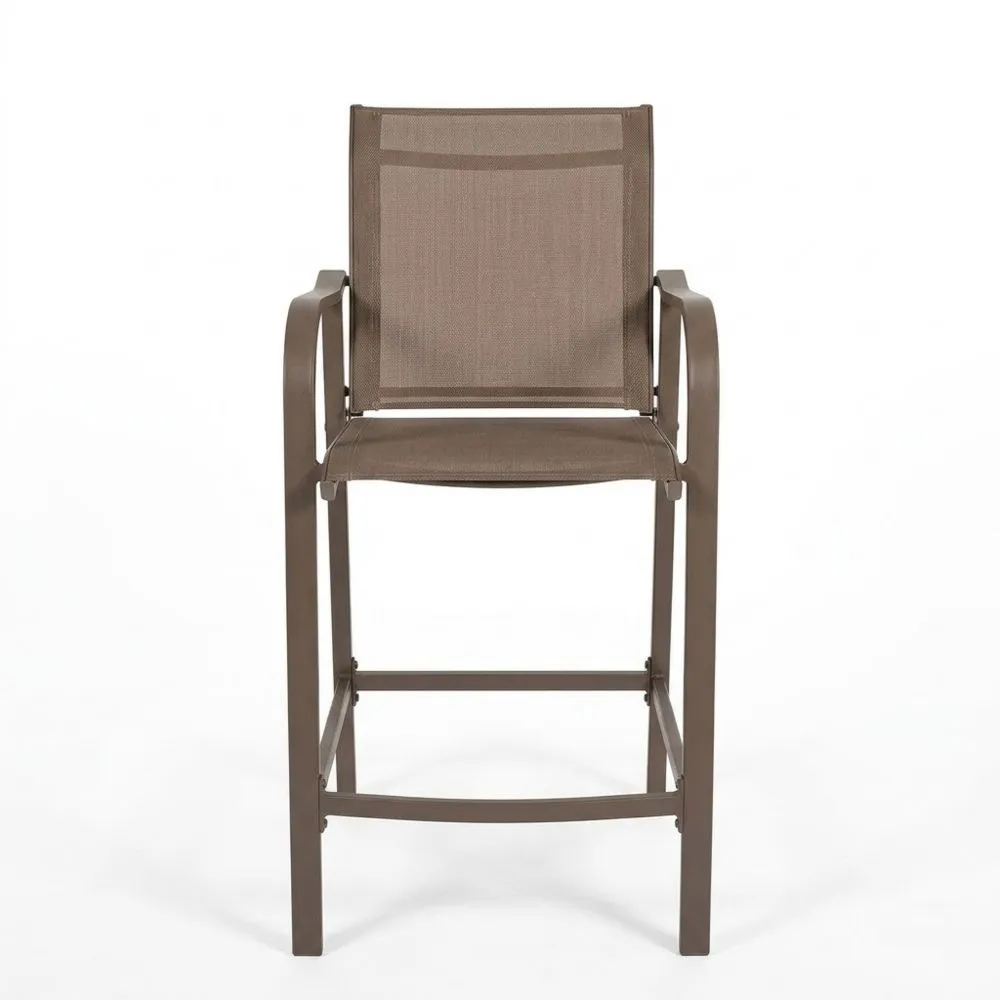 Sedia da Bar in Alluminio Marrone con Seduta in Textilene