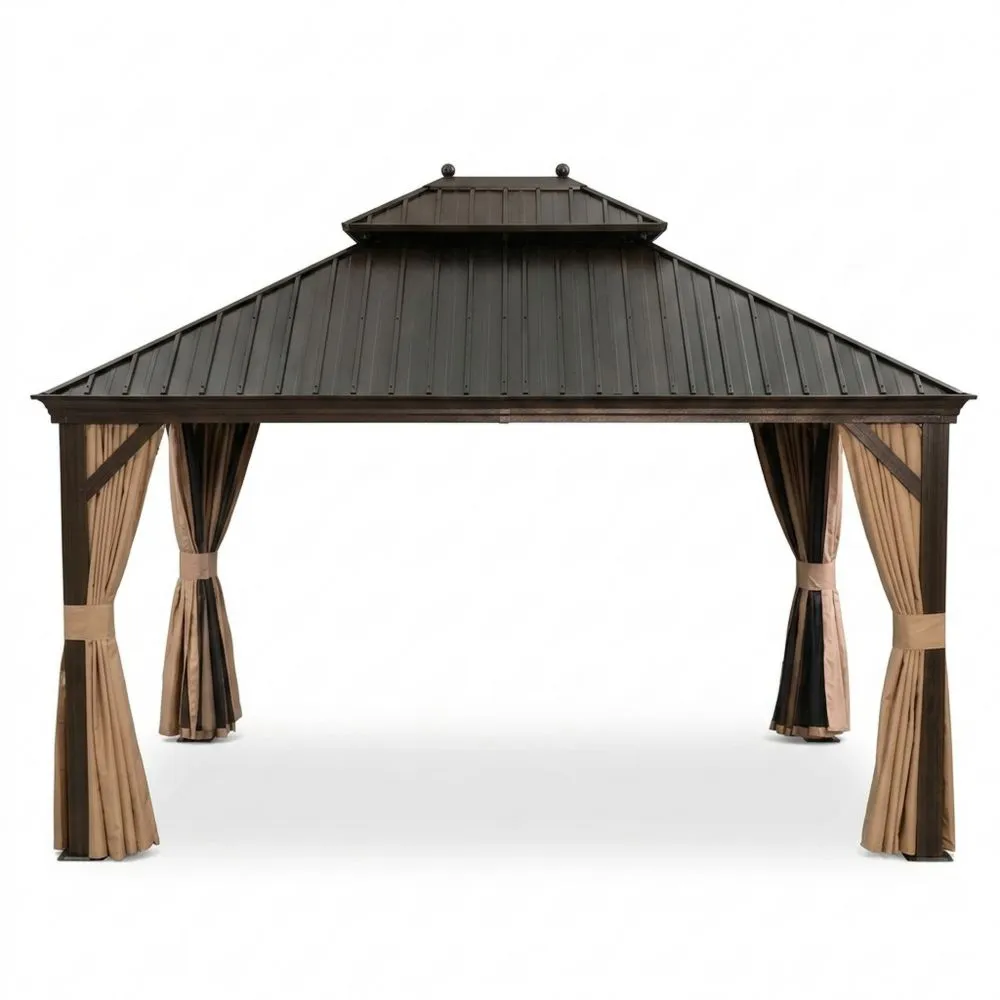 Gazebo in Alluminio 400x300 cm con Tende in Poliestere