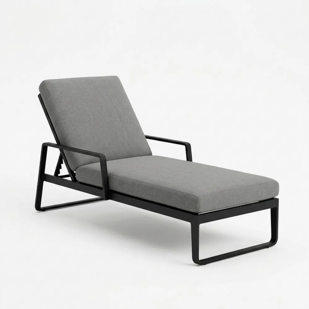 Gartenliege Aluminium mit Polyestergewebe Grau Verstellbar 200 cm x 70 cm x 35 cm(L × B × H)