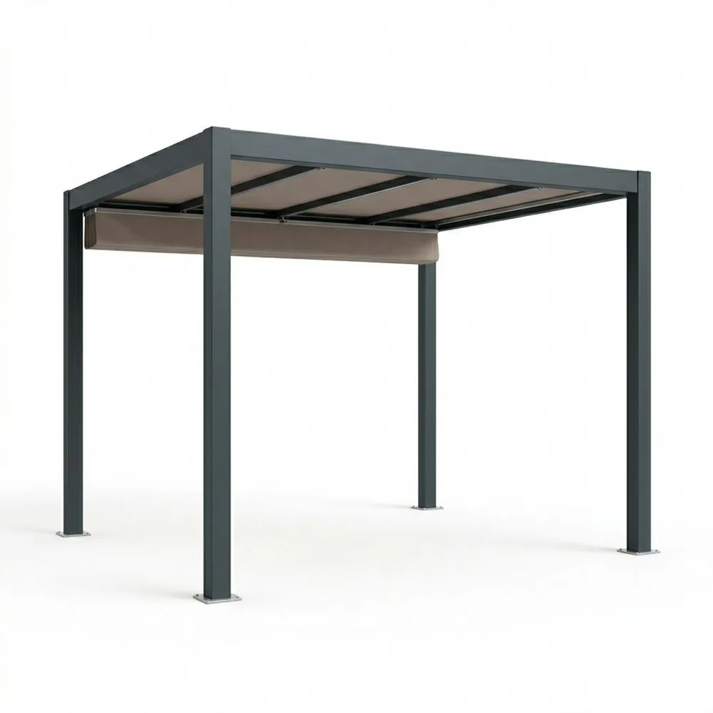 Gartenpavillon Stahl mit verstellbarem Dach Dunkelgrau