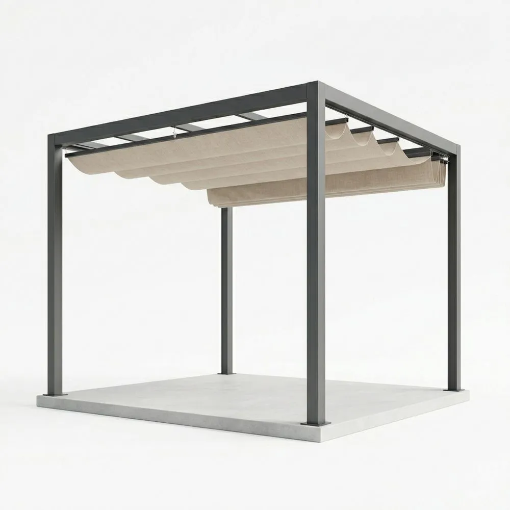 Gartenpavillon Aluminium Anthrazit Beige Verstellbares Dach