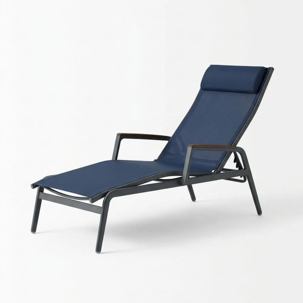 Gartenliege Aluminium Textilene Blau