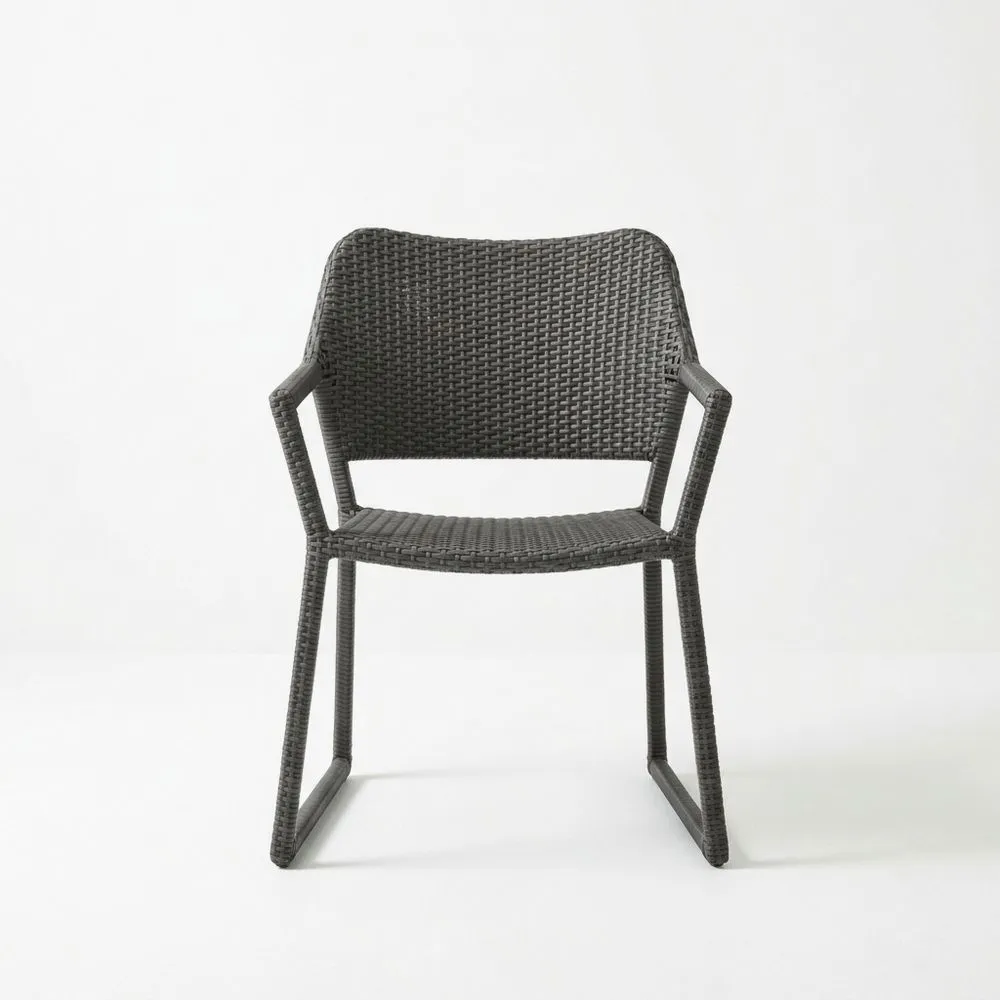 Outdoor-Relaxstuhl aus PE-Rattan in Dunkelgrau