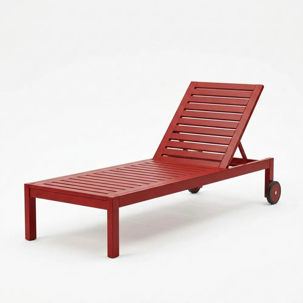 Gartenliege aus Stahl mit verstellbarer Rückenlehne Rot